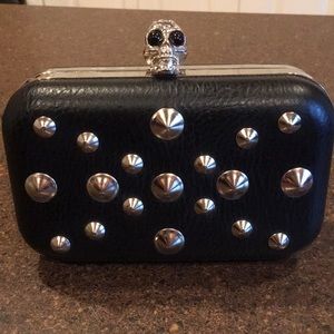 Black Skull Studded Clutch